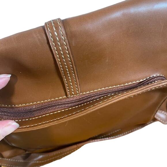 Liz Claiborne Brown Vegan Leather Messenger Shoulder Bag Women - Picture 3 of 16